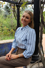 FLORA-BLOUSE - LIGHT BLUE BLUE STRIPE