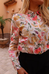 FLORA LS BLOUSE - CREME YELLOW FLOWERS