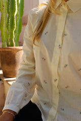 FLORA LS BLOUSE - IVORY ROSE FLOWER