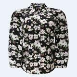 FLORA-BLOUSE - BLACK CREME MINT FLOWER