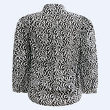 FLORA-BLOUSE - BLACK WHITE FLOWER
