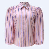 FLORA-BLOUSE - ROSE BLUE STRIPE