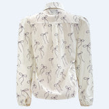 FLORA LS BLOUSE - CREME BOW