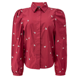 FLORA LS BLOUSE - BORDEAUX FLOWER
