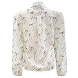 FLORA LS BLOUSE - CREME BOW