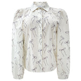 FLORA LS BLOUSE - CREME BOW