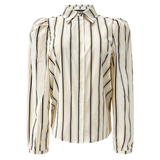 FLORA LS BLOUSE - IVORY BLACK STRIPE