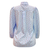 FLORA-SS-BLOUSE - BLUE STRIPE RED HEART