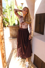 FREDE LONG SKIRT - DARK CHOCOLATE