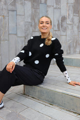 FRO DOT PULLOVER - BLACK WHITE DOT