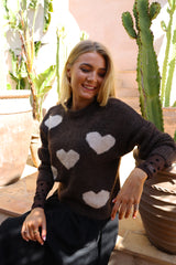FRO HEART PULLOVER - CHOCOLATE IVORY HEART