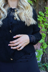 FRO O-NECK CARDIGAN - BLACK