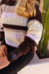 FRODINE STRIPE PULLOVER - CHOCO ROSE IVORY STRIPE