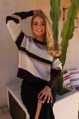 FRODINE STRIPE PULLOVER - CHOCO ROSE IVORY STRIPE