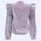 HEATHER-LS-TIE-BLOUSE - PINK STRIPE
