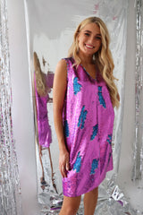 LIVA DRESS - PINK BLUE SEQUINS