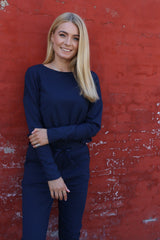 ALMA PANTS (FLEECE) - NAVY