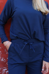 ALMA PANTS (FLEECE) - NAVY