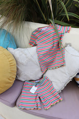 NATALIA-SS-BLOUSE-KIDS - MULTI ORANGE PINK STRIPE