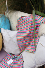 NATALIA-SS-BLOUSE-KIDS - MULTI ORANGE PINK STRIPE