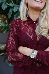 LACY LS SHIRT - BORDEAUX LACE