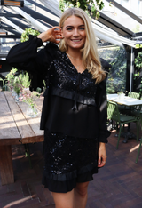 NOR FRILL SKIRT - BLACK SEQUINS