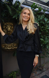 TIKI LS TWIST BLOUSE - BLACK DIAMOND