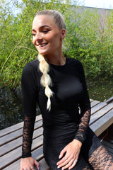 ISA LS LACE SLEEVE BLOUSE - BLACK FLOWER2