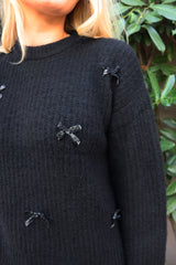 FRO BOW PULLOVER - BLACK SILVER BOW