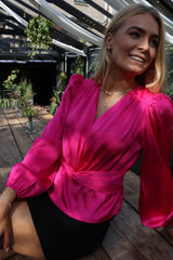 TIKI LS TWIST BLOUSE - PINK