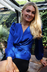 TIKI LS TWIST BLOUSE - ELECTRIC BLUE