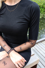 ISA LS LACE SLEEVE BLOUSE - BLACK BOW