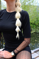 ISA LS LACE SLEEVE BLOUSE - BLACK DOT