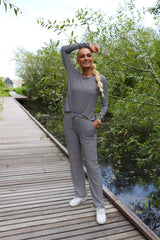 NATALIA-STRAIGHT-PANTS - BLACK CREME SMALL STRIPE