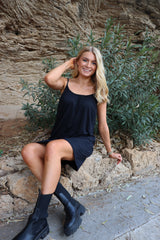 ALMA-SHORT-STRAP-DRESS - BLACK