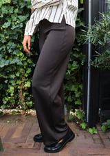 HENNE WIDE PANTS - DARK BROWN