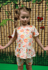 ALMA-FRILL-T-SHIRT (KIDS) - CREAMY PEACH FLOWER