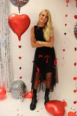 TULLE BOW SKIRT - BLACK RED BOW
