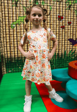 ALMA-SS-BABYDOLL-DRESS (KIDS) - CREAMY PEACH FLOWER