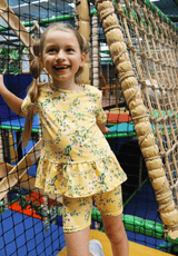 ALMA-FRILL-T-SHIRT (KIDS) - YELLOW GREEN FLOWER