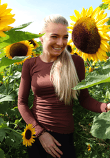 NATALIA LS ROUND NECK BLOUSE - DARK BROWN