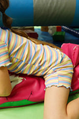 NATALIA-SHORTS-KIDS - YELLOW ROSE BLUE STRIPE