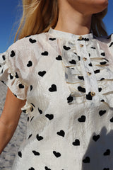 TIA-FRILL-DRESS - CREME BLACK HEART