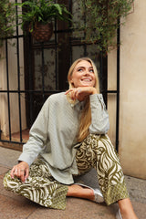 SARA LS SHIRT - ARMY DIAMOND STRIPE