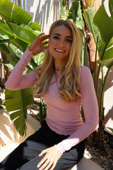 NATALIA LS ROUND NECK BLOUSE - DUSTY ROSE