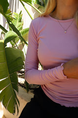 NATALIA LS ROUND NECK BLOUSE - DUSTY ROSE