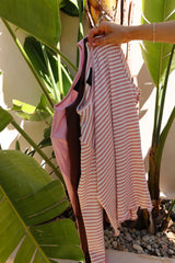 NATALIA LS ROUND NECK BLOUSE - ROSE CREME GOLD STRIPE