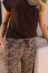 ALMA-WIDE-PANTS - MOCCA BROWN LACE