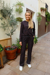 ALMA-WIDE PANTS - DARK BROWN ZEBRA