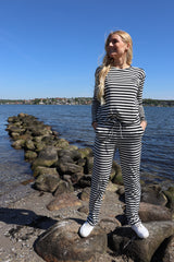 NATALIA-LS-BOXY-BLOUSE - BLACK CREME STRIPE